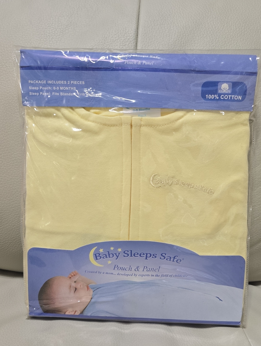 NWT Baby Sleeps Safe Pouch & Panel 0-9 Months Yellow 100% Cotton New